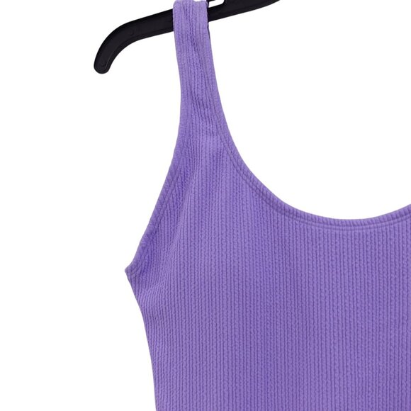 NWT Cotton On One-Piece Swimsuit Sz M Ariel Purple Crinkle Low Back Sleeveless - Picture 3 of 9
